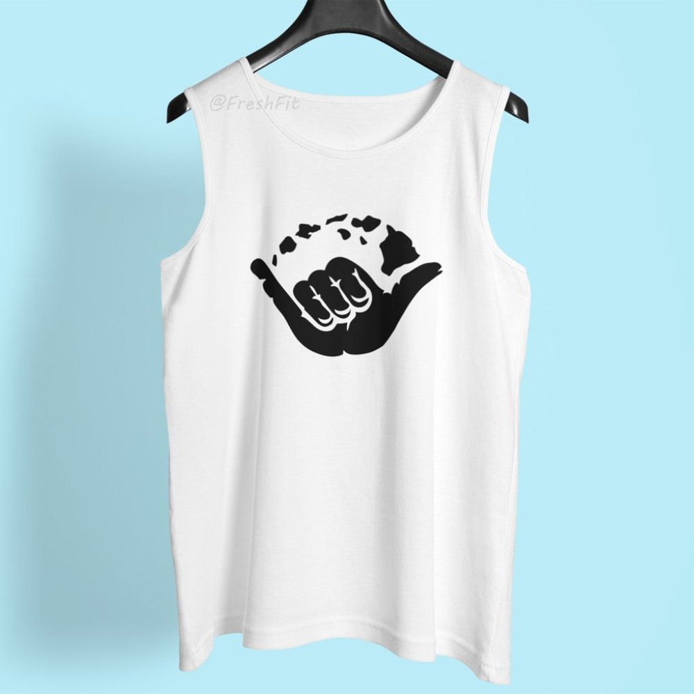 🆕Hang Loose Hand Sign Hawaii Islands White Tank Top